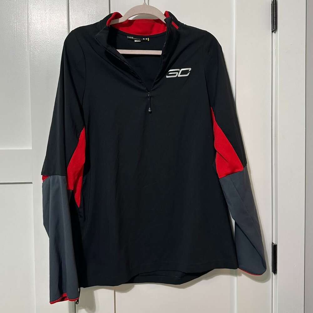 Mens Under Armour 1/2 Zip Tech Vent Pullover Red and Black Size L